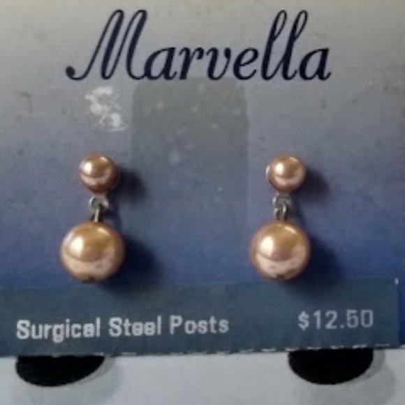 7pc LOT MARVELLA + WALMART Silver Crystal/Pearl Dangle + Stud + Hoop Earrings - Picture 2 of 4
